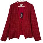NWT WinterSilks red silk Multi Woven tweed collarless blazer coat size XL Photo 0