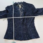 Alex Evenings Navy Blue Lace Glitter Two Piece Jacket Sleeveless Satin Dress 6 Photo 7