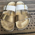 Birkenstock White/Gold Arizona Birkenstocks Photo 3