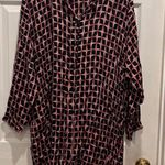 Masai Womens Oversize Tunic Top Pink Black Geometric Button Down 3/4 Sleeve L Black Size L Photo 0