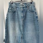 Pilcro Anthropologie  The Madi Front Slit Denim Maxi Skirt Faded Blue Wash Size 6 Photo 6