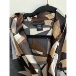 Apostrophe  Women's Blouse Top Waist Tie Geometric Brown Grey‎ White Size XL Photo 3