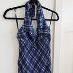 Princess Polly  Laraline Halter Navy Plaid Check Mini Dress Women's Size 6 Photo 2