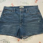 Madewell High-rise denim Blue Jean Shorts Raw Frayed Hem Size 32 Photo 0
