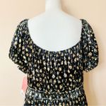Arula Black & Tan Dainty Floral Velvet Smocked Short Sleeve Tiered Dress. Size 1X Photo 6