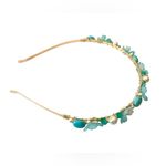 Fairy Headband with Lucite Flowers, Turquoise, Czech Glass and Glass Pearls Blue Photo 4