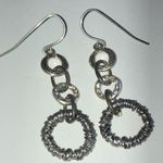 Silver Tone CZ Rhinestones Dangling Boho Drop Pierced Earrings Photo 2