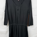 Victoria's Secret  Black Ribbed Lounge Romper Women's Size Medium Lace Trim Photo 0