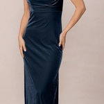 Revelry Skye Velvet Maxi Dress Royal Blue Bridesmaid Wedding Guest Formal Sz 4 Photo 0