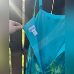 Robbie Bee Women's Aqua Floral Maxi Spaghetti Strap Dress & Sheer Blouse Size 14 Photo 7