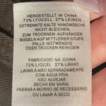 Joie  Cropped Pants Size 8 Army Green Linen Blend Fray Hem Studded Straight Leg Photo 14