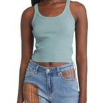 BDG UO Jesse Crop Tank in Teal Ribbed Tank Top Size Small Stretch Photo 0