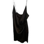 Topshop  black satin wrap front tie  mini slip dress Photo 6