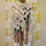 NWOT London Newspaper Print Blouse size L Size L Photo 5