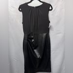 Calvin Klein  faux leather black dress. Ruched side, jersey top size 12. NWT Photo 3