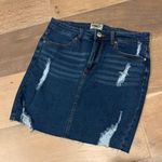 Denim Blvd Distressed denim mini skirt size L Photo 2