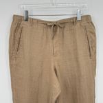 Club Room Luxury linen pants women's L straight elastic waist lagenlook tan Size L Photo 1