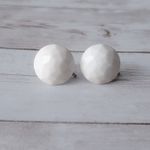 Vintage Screw On Earrings White Faceted Retro Domed Circle W.Germany Photo 2