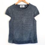 Vintage CALICO gray cap sleeve chenille ribbed panel blouse sweater M Size L Photo 1