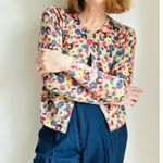 Vintage y2k Cardigan Sweater Size M Slim Fit Wool Light Weight Multi Color Yellow Size M Photo 7