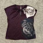 Elie Tahari purple, black & white silk sleeveless top size S Photo 5