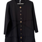 Lulu B Button Down‎ Tunic Top Size Medium Cotton Blend Artsy Lagenlook Stretch Black Photo 0