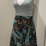 East 5th VTG 90s Black, Tan, & Blue Paisley Print Knee-Length Skirt - Large Photo 11