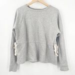 Athleta Sweatshirt Studio Cinch French Grey Pullover Tie Waist Size Medium Photo 0