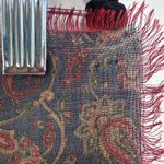 Calvin Klein Vintage Wool  Paisley Square Scarf Red Brown Fringe 53 x 54 Photo 5