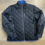 Lands' End  Quilted Jacket Black Blue Trim Full Zip Puffer Coat Photo 0