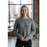 American Eagle  Women's Small  Gray Pointelle Knit Sweater Soft Cozy Boho Style Photo 1