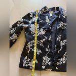 Chico's  Black Silk Blazer with White Stitched flowers size 0 open Photo 9