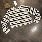 ZARA NWT Women’s Rustic Short Small Black White Knit Striped Oversize Top Photo 4