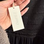 Z Supply Black Wildes Black Satin Tiered skirt Smocked Midi Dress Long Sleeve XL Photo 7