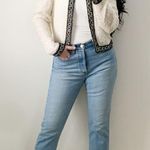 Vintage Ivory Black Sequined Beaded Embroidered Silk Dress Blazer Jacker Small Photo 2