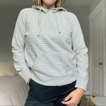 Forever 21 Striped grey pullover hoodie hooded cropped size large Photo 0