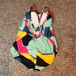 Xersion  Womens 22W One‎ Piece Swimsuit Colorful Geometric Print Criss Cross Photo 1