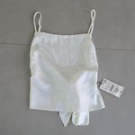 ZARA NWT!  White Satin Effect Top With Back Tie Bow Size M Photo 3