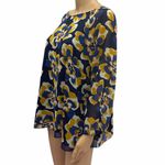 CAbi Lydia Navy Floral Chiffon Blouse Womens Large Photo 3