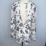 Olivaceous  White Purple Floral Babydoll High Low V Neck Blouse Medium NWT Photo 11