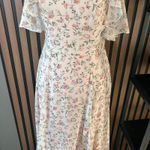 David's Bridal DB studio floral maxi bridesmaids dress sz 2 off the shoulder sleeves light &com Photo 0
