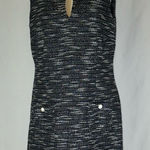 Karl Lagerfeld • Tweed Shift Dress Womens 12 Black White White Pearl Buttons Photo 0