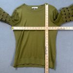 Siani Milano Sweater Olive Green M Women Crew Neck Bishop Sleeve Embroidered Size M Photo 2