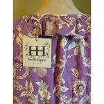 Haute Hippie Purple Floral Smock Ed Tiered Ruffle Dress XL boho flowy fairy Y2K Photo 3