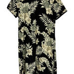 Vintage Hawaiian Reserve Collection Black Green Leaf Print Mini Dress M Shift Size M Photo 0
