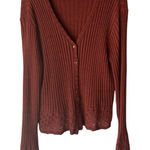 Cotton Ginny Vintage Sweater Cottage XL Button Front Knit‎ Lace Trim Cardigan Red Photo 0
