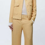 ZARA  Women Yellow Mid Rise‎ Wide Leg Blend Limited Edition Formal Pants Sz M Photo 0