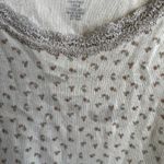 Brandy Melville  Ivory Floral Cami Tank Top Bow Accent Lace Trim Cotton Photo 2