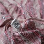 Y2K Pink Metallic Striped Glam Western Button Up Top Cowgirl Rodeo Cotton L Fang Size L Photo 6