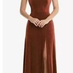 After Six NWT  One Shoulder Spaghetti Strap Velvet Maxi Gown Dress 24 Auburn Moon Photo 0